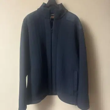 네이비 플리스 자켓 스트라이프