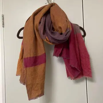 시삼 공방 스톨 숄 오렌지 보라색 핑크