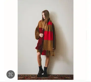 pinue 트리밍 컬러 니트 머플러 카멜