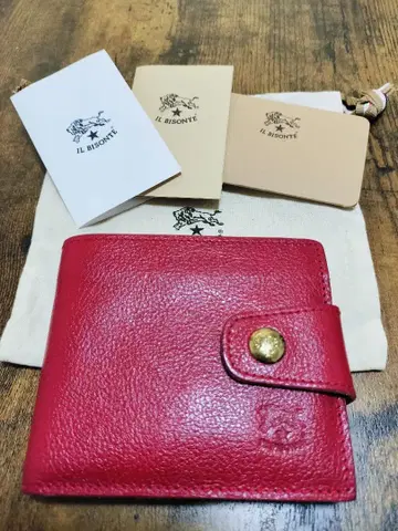 IL BISONTE 접이식 지갑 레드 일비종떼