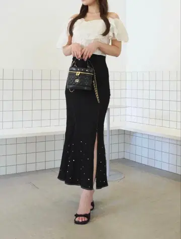 POMME d'amour 큐빅 데님 스커트