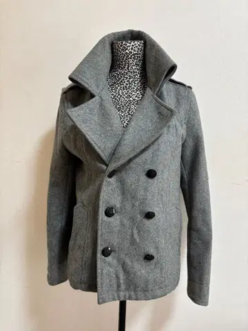 그레이 울 더블 브레스트 피코트 미셸 클라인 옴므