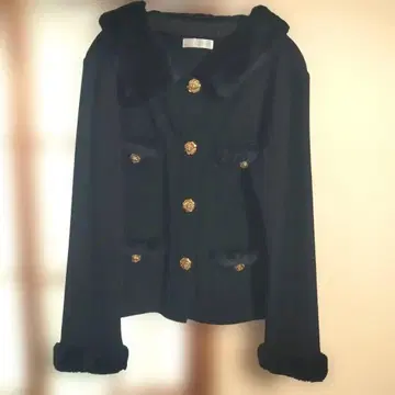 MELROSE 블랙 퍼 테일러드 자켓