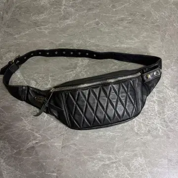 가죽 퀼팅 바디백 웨스트 파우치 바이커 숄더