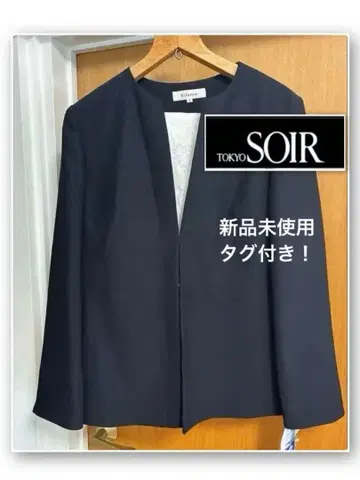 도쿄 소와르 Rifanne 노카라 자켓 9 네이비 가슴받이 포함