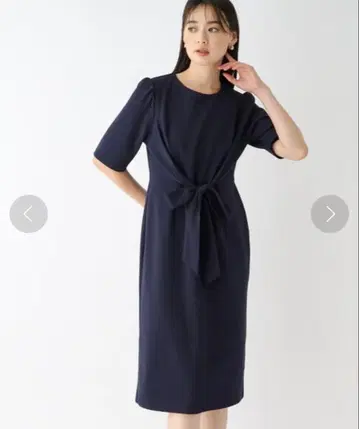인덱스 인덱스 허리 리본 저리 원피스 네이비 네이비