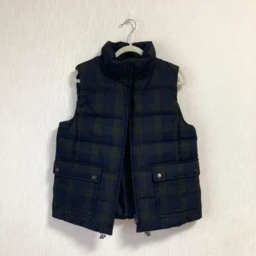 [ 새상품급 ] 네이비 체크 다운 베스트