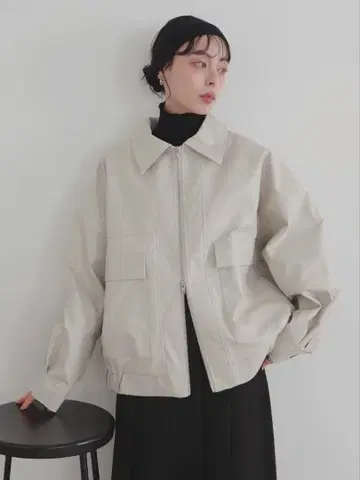 LIAN 인조 가죽 미들 블루종