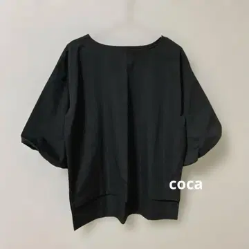 coca 코카 탄력감 소매 풍성 벌룬 슬리브 보트넥 미디엄 기장