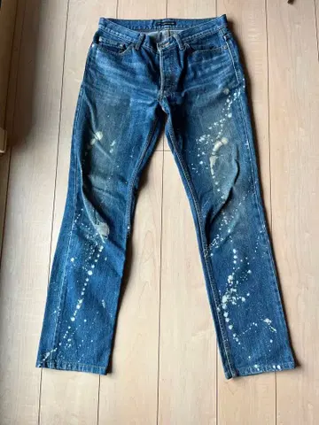 lounge lizard 페인트 가공 스트레이트 데님