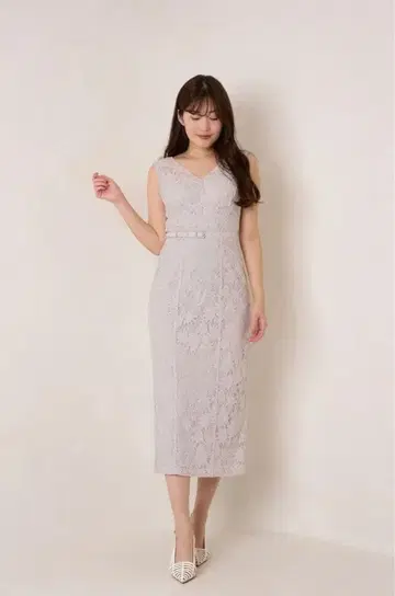 Waltz Floral Lace Belted Dress