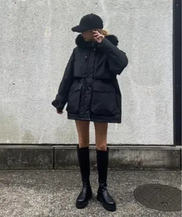 AMAIL 스노우맨 벌키 코트 다운 코트 블랙