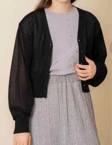 노엘라 라메 V넥 가디건 블랙