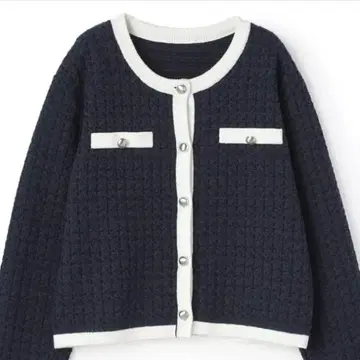 새상품 AOKI 아오키 MERY 배색 니트 자켓 네이비 M