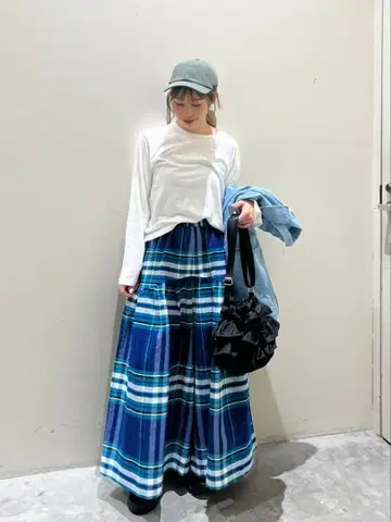 니코앤드 염축 체크 무늬 가우초 팬츠