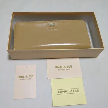 PAUL & JOE 베이지 장지갑 (박스 없음) 소가죽