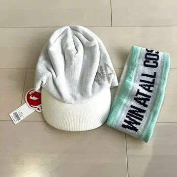 미사용 새상품 와크 WAAC 여성용 골프 니트 모자 이어 밴딩 세트 모자