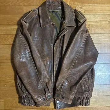 가죽 브라운 자켓 YKK 지퍼