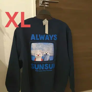 [ XL ] GU 퍼펫순순 헤비 웨이트 맨투맨 네이비