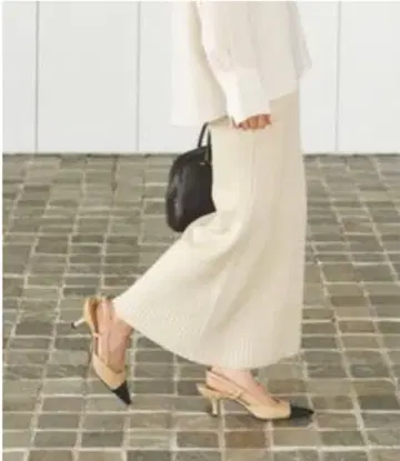 [ 새상품급 ] noble 리브 니트 타이트 스커트 베이지