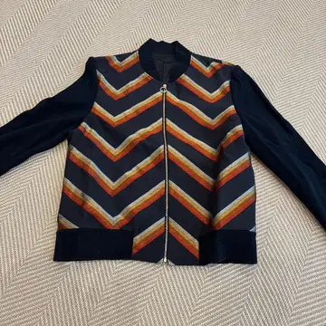 지그재그 패턴 집업 블루종