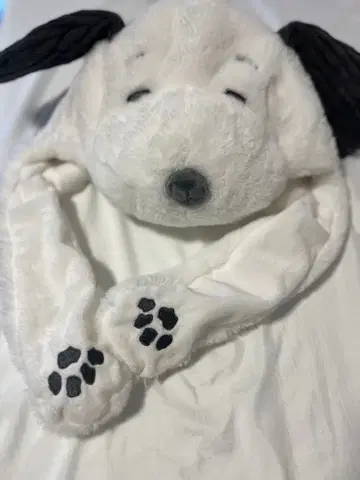 스누피 귀 달린 플리스 모자