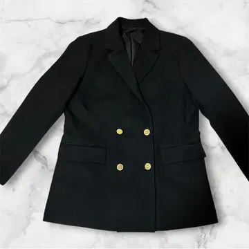 지유 더블 브레스트 테일러드 자켓 금장 버튼 블랙