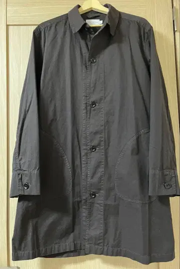 블랙 (숯 블랙) 얇은 소재 코튼 롱 기장 아우터 코트