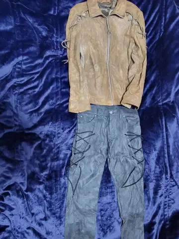 토네이도 마트 천연 가죽 자켓 가죽풍 팬츠 세트