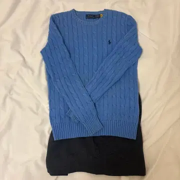 Polo 랄프 로렌 블루 케이블 니트 스웨터 S