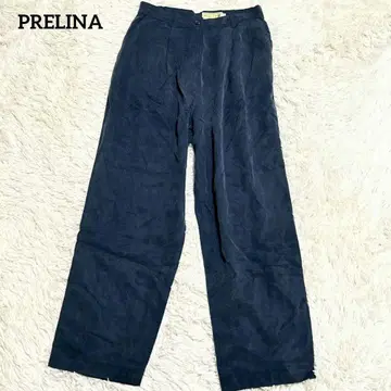 [ 프렐 ] 와이드 팬츠(73) 세탁 가능 심플 캐주얼 출퇴근 블루