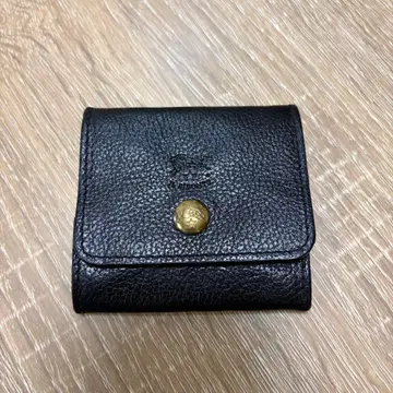 IL BISONTE 블랙 가죽 코인 케이스