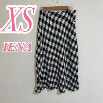 IENA 이에나 플레어 스커트 XS 베이지 블랙 체크 캐주얼