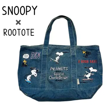 스누피 자수 데님 원단 빅 빈티지 토트백