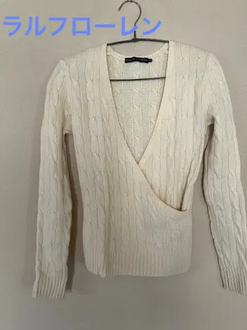 V넥 긴팔 스웨터 캐시미어 양모 랄프 로렌