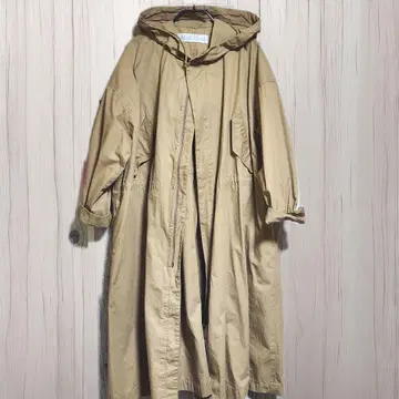 미디 우미 Midi Umi 후드 부착 롱 코트 트렌치 모즈 베이지