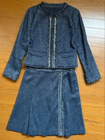 ARTISAN 아티산 / 트위드풍 자켓 스커트 셋업 네이비