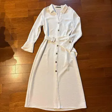 ZARA 화이트 셔츠 원피스 긴팔 벨트 포함