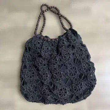 y2k 모리걸 니트 토트백 00 s 헤이세이 갸루 우드비즈 핸들