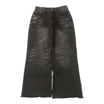 블랙 와이드 레그 데님 팬츠 y2k