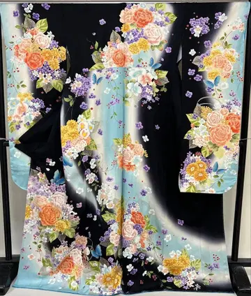 새상품 순수 실크 기성 후리소데