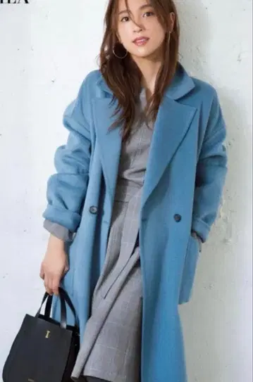 PLST 플라스테 스카이블루 울 리버 코트