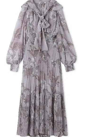 SNIDEL 플리츠 보타이 프린트 원피스