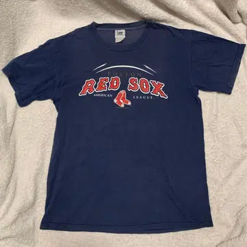 구제 의류 LEE SPORT RED SOX 로고 프린트 T셔츠 네이비