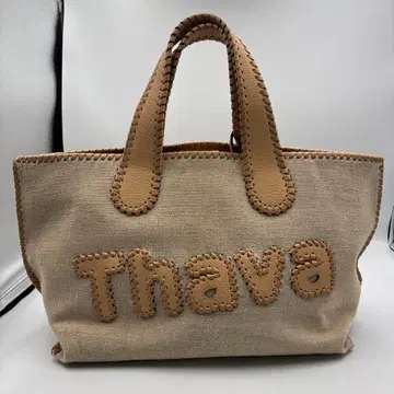 [ 새상품급 ] 사만다 타바사 자수 로고 토트백 베이지