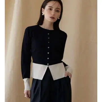 anuans 페플럼 바이컬러 가디건
