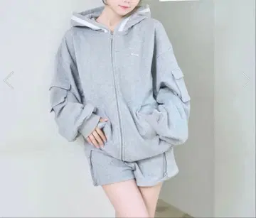 로제 뮤즈 새틴 리본 포인트 카고 집업 세트