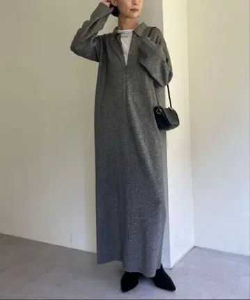 오메카시 프론트 지퍼 니트 원피스