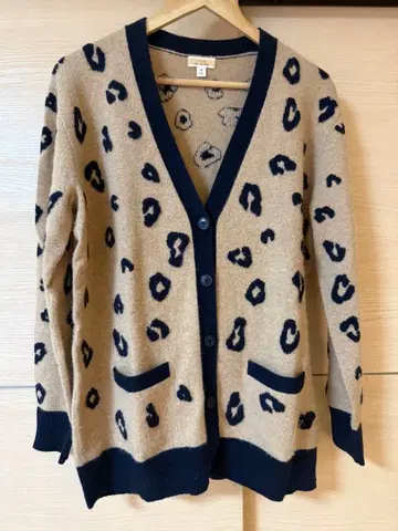 J.Crew 레오파드 무늬 캐시미어 가디건 M