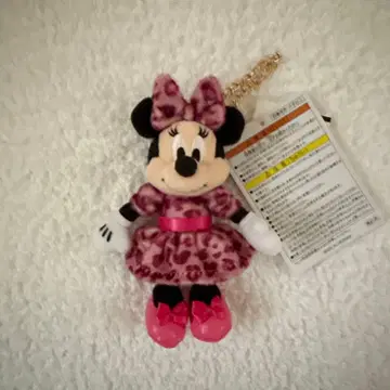 미니 레오파드 무늬 인형 배지 키체인 핑크 레오파드